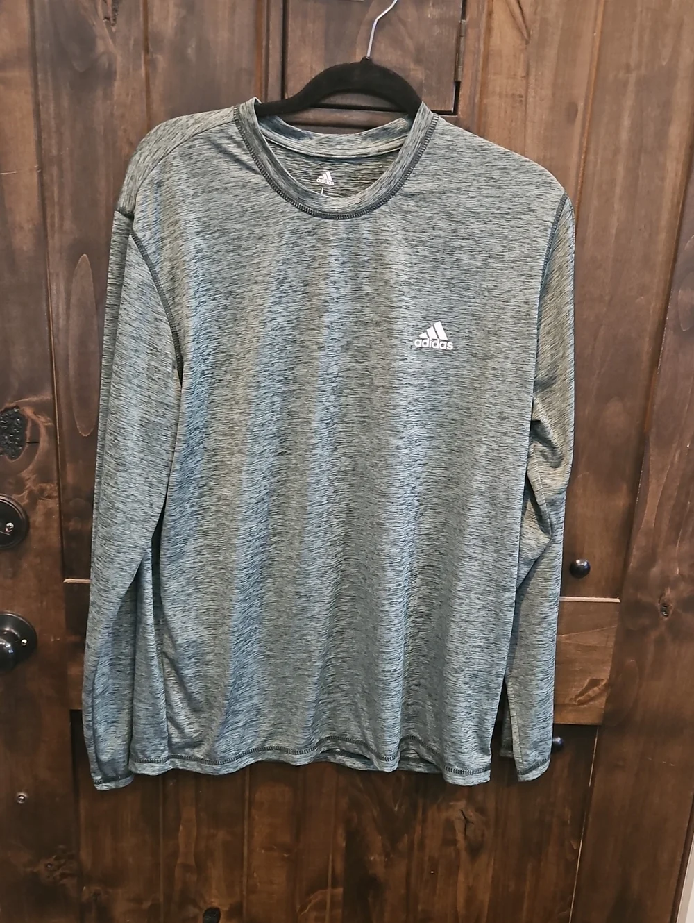 adidas Golf- Men's Long Sleeve Heathered Gray Black Performance Top